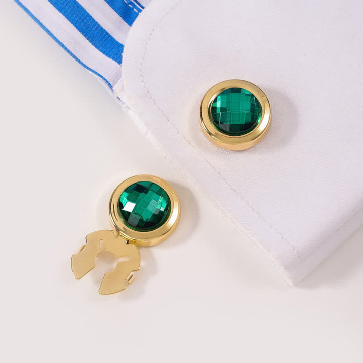 Juego de gemelos con botones de cristal brillante a presión para hombre, 1 par
