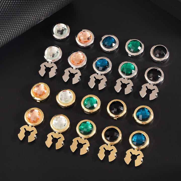 Juego de gemelos con botones de cristal brillante a presión para hombre, 1 par