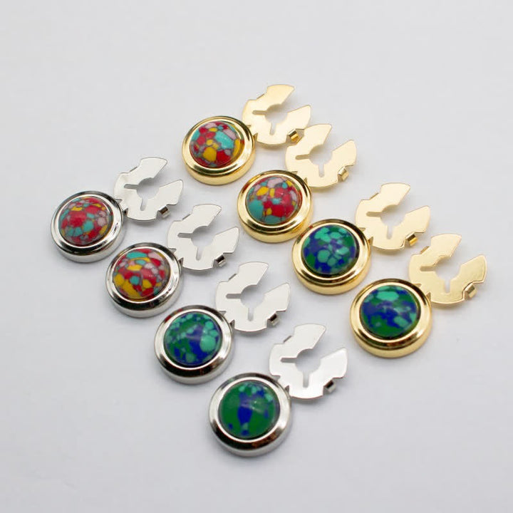 Juego de gemelos con botones de resina barroca a presión para hombre, 1 par - image 0