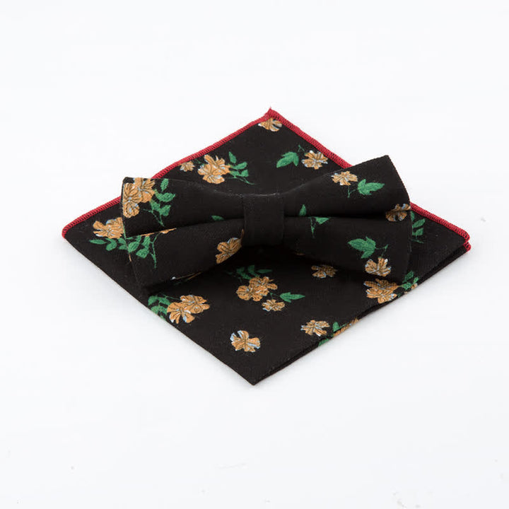 Conjunto de 2 pañuelos y pajaritas de algodón con flores para hombre