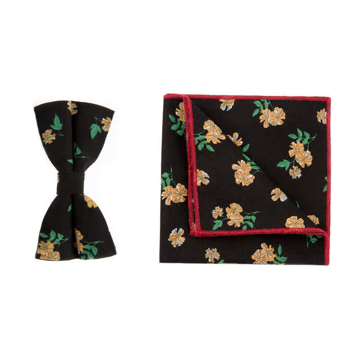 Conjunto de 2 pañuelos y pajaritas de algodón con flores para hombre