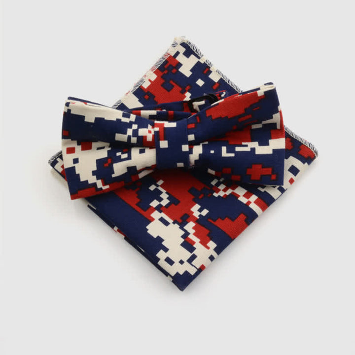 Conjunto de 2 pajaritas y pañuelos de algodón con estampado de flores de cachemira para hombre