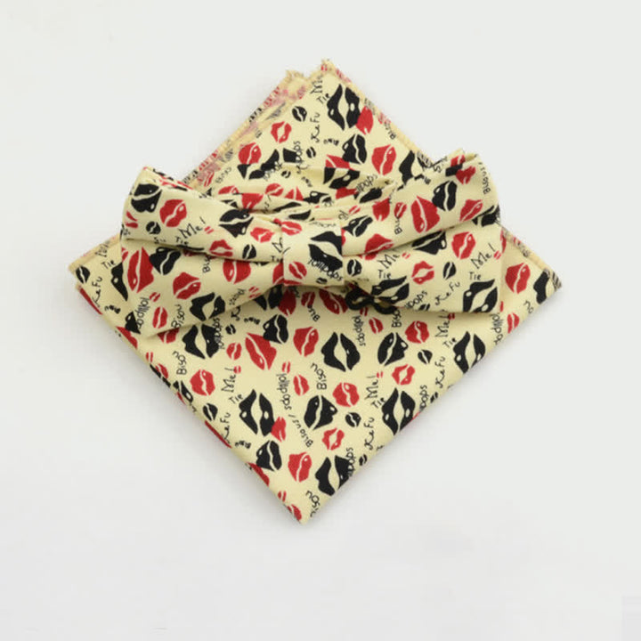 Conjunto de 2 pajaritas y pañuelos de algodón con estampado de flores de cachemira para hombre