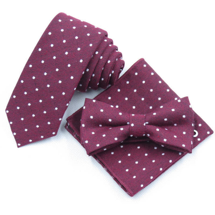 Conjunto de 3 corbatas de lazo elegantes con lunares para hombre