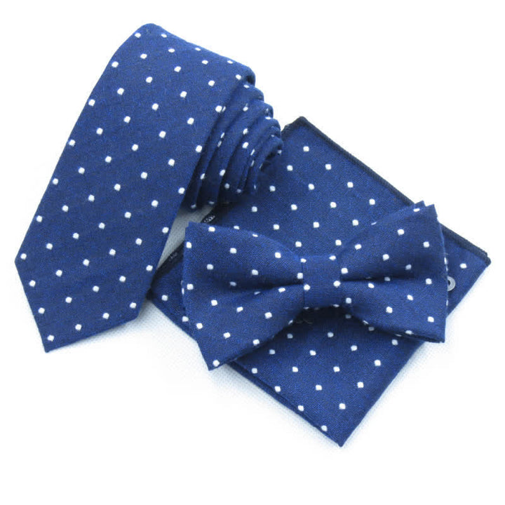 Conjunto de 3 corbatas de lazo elegantes con lunares para hombre