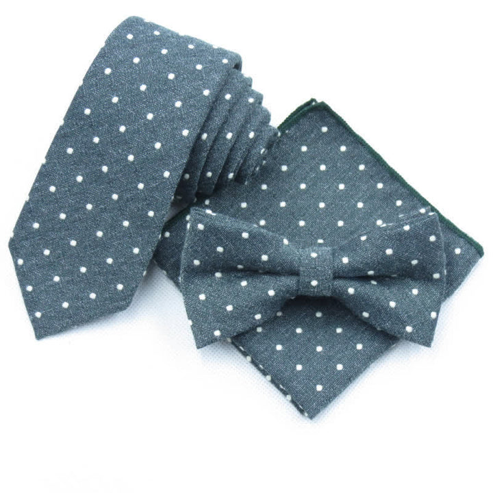 Conjunto de 3 corbatas de lazo elegantes con lunares para hombre