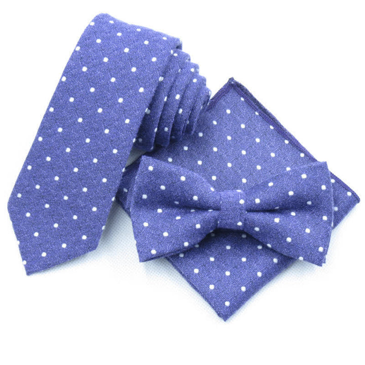 Conjunto de 3 corbatas de lazo elegantes con lunares para hombre