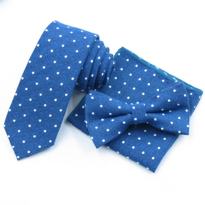 Conjunto de 3 corbatas de lazo elegantes con lunares para hombre