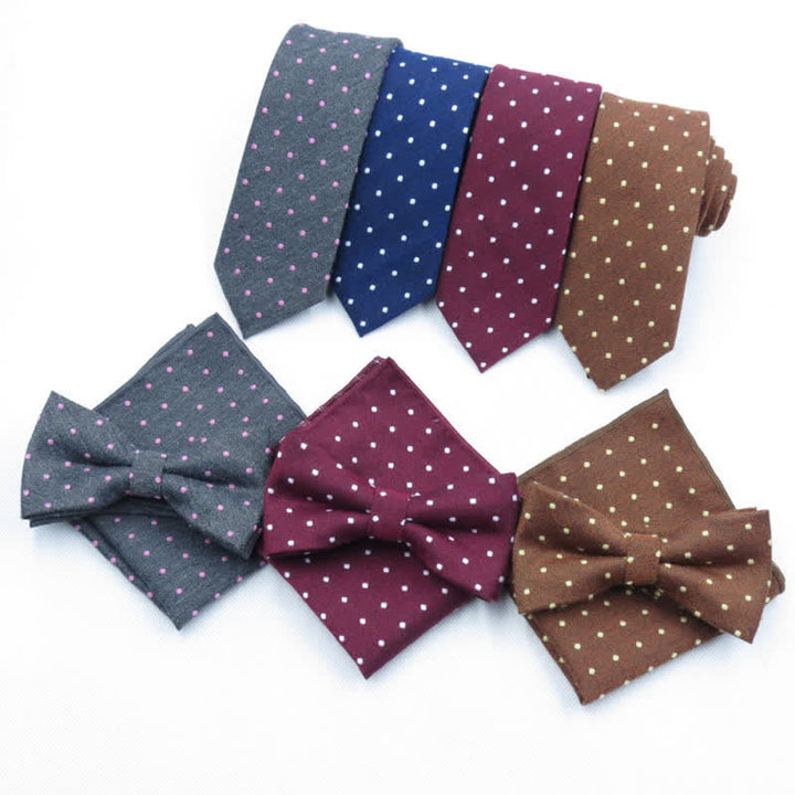 Conjunto de 3 corbatas de lazo elegantes con lunares para hombre