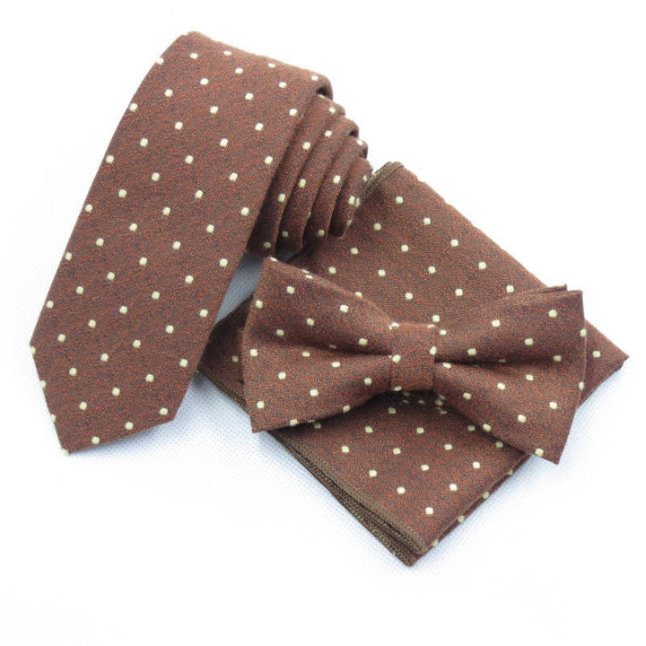 Conjunto de 3 corbatas de lazo elegantes con lunares para hombre