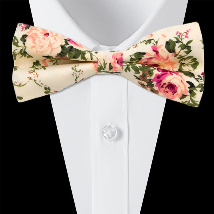 Conjunto de 3 corbatas de lazo de algodón con estampado de cachemira y flores para hombre