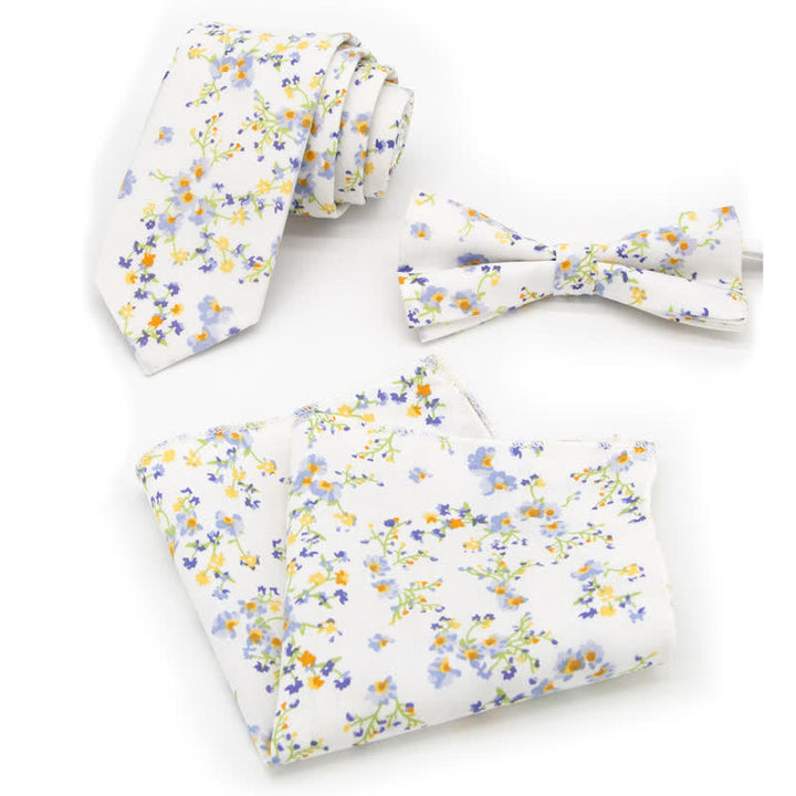 Conjunto de 3 corbatas de lazo de algodón con estampado de cachemira y flores para hombre