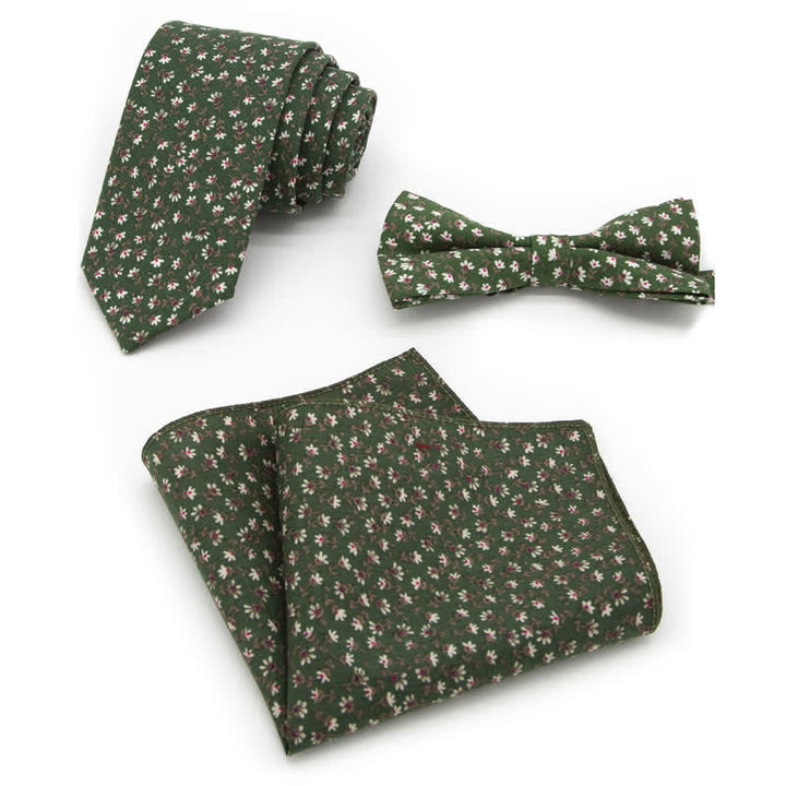 Conjunto de 3 corbatas de lazo de algodón con estampado de cachemira y flores para hombre