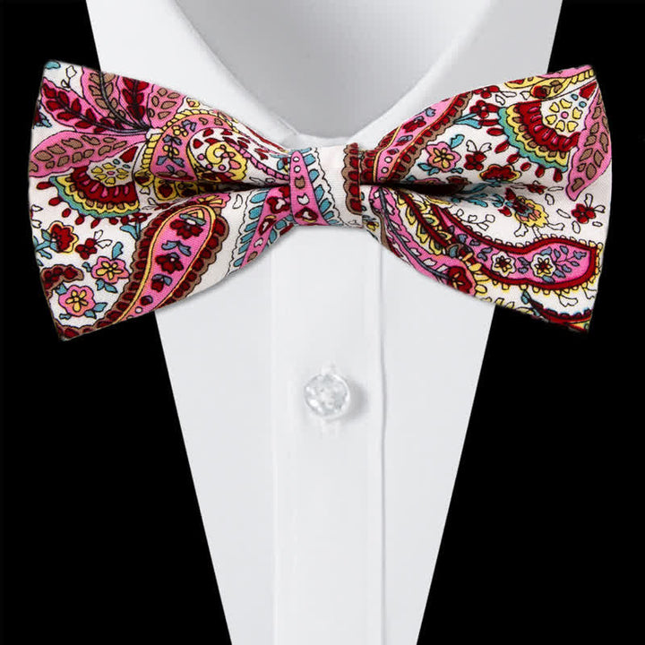 Conjunto de 3 corbatas de lazo de algodón con estampado de cachemira y flores para hombre