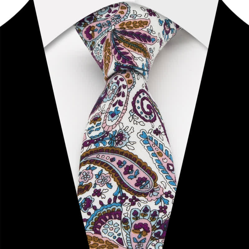 Conjunto de 3 corbatas de lazo de algodón con estampado de cachemira y flores para hombre