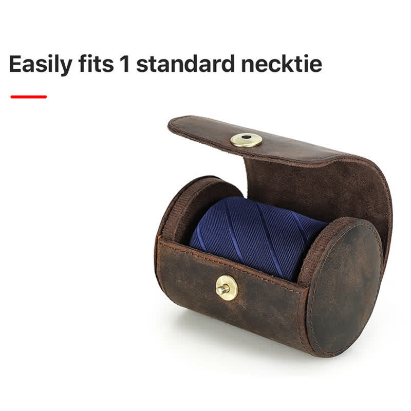 Estuche retro de cuero genuino para una sola corbata