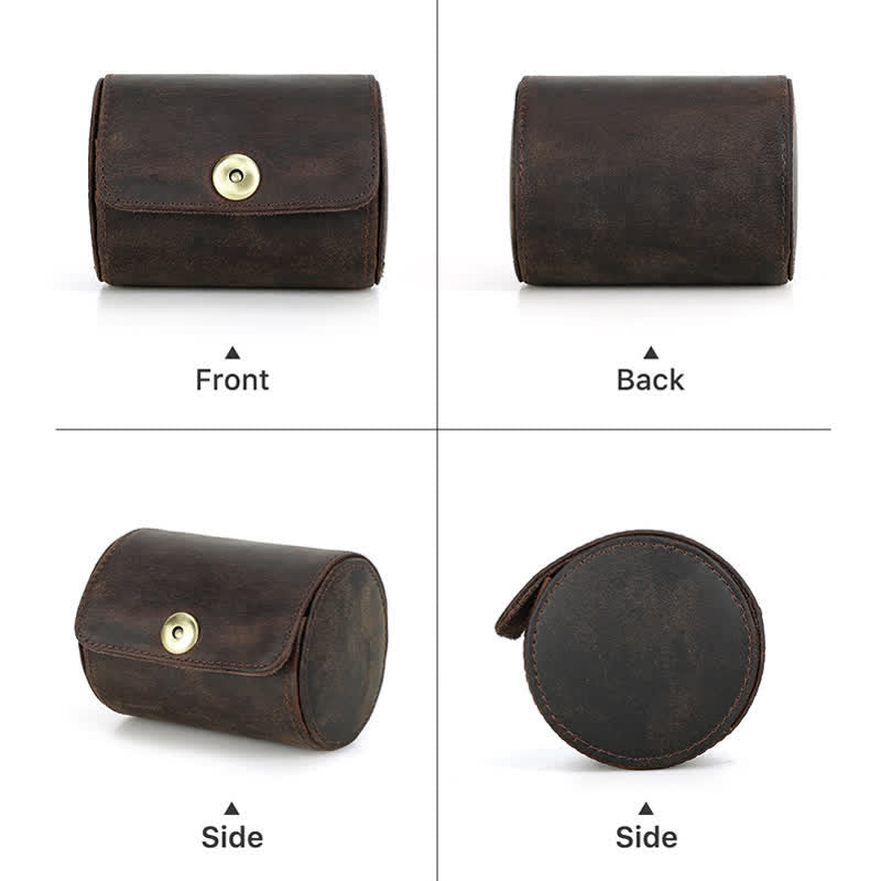 Estuche retro de cuero genuino para una sola corbata