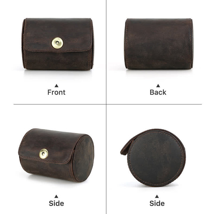 Estuche retro de cuero genuino para una sola corbata