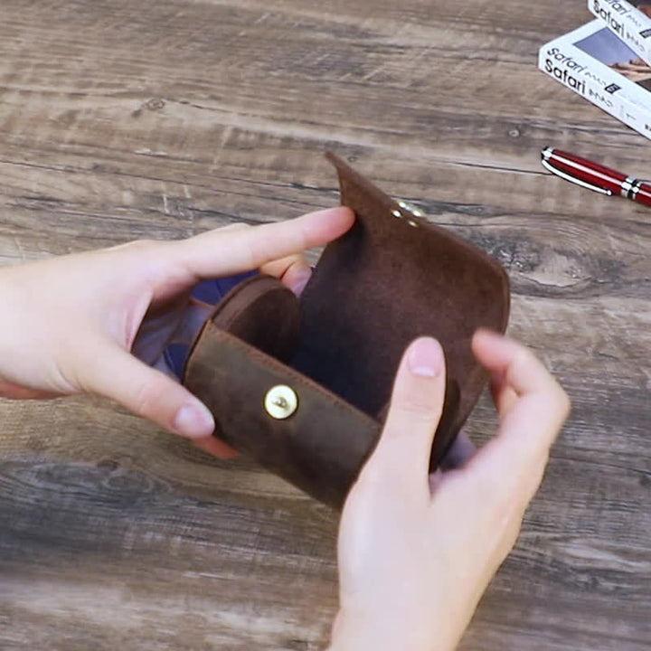 Estuche retro de cuero genuino para una sola corbata