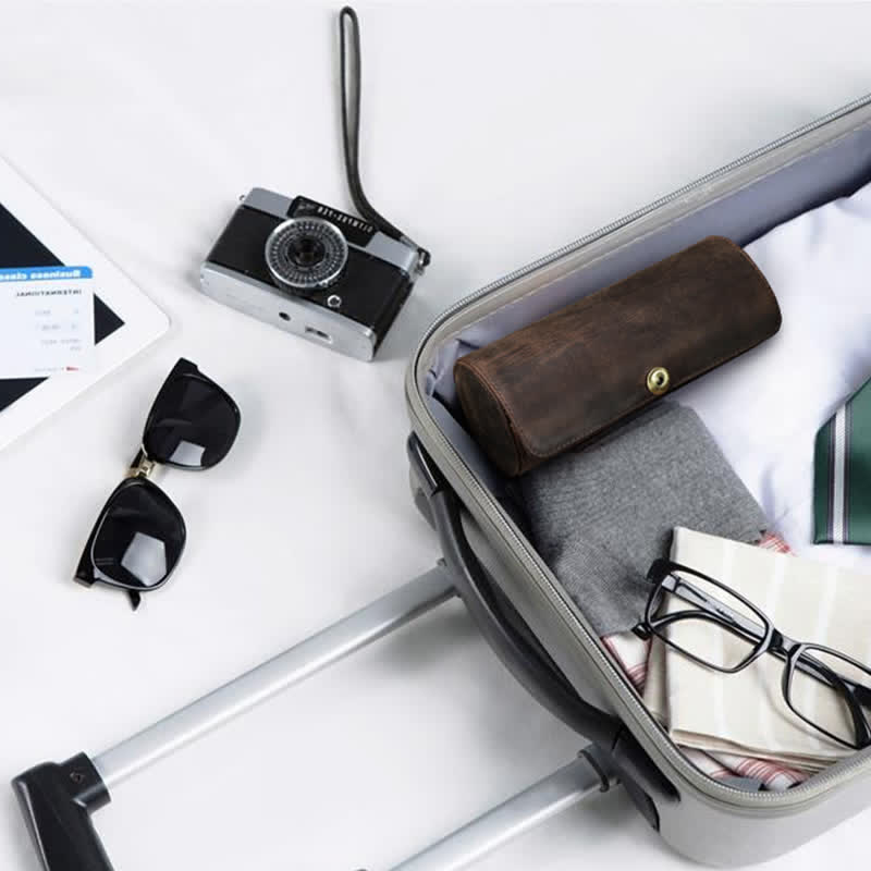 Estuche retro de cuero genuino para corbata Teo