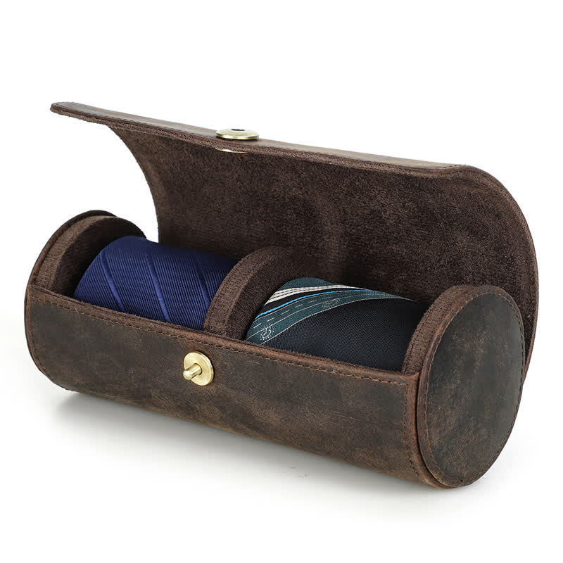 Estuche retro de cuero genuino para corbata Teo