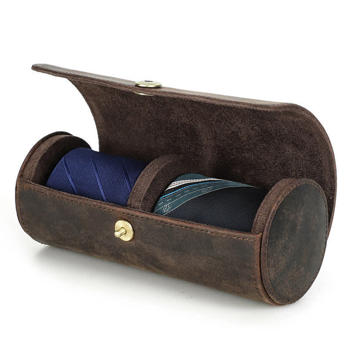Estuche retro de cuero genuino para corbata Teo