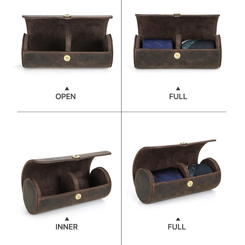 Estuche retro de cuero genuino para corbata Teo