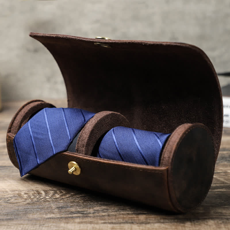 Estuche retro de cuero genuino para corbata Teo