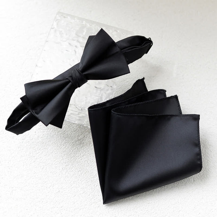 Conjunto de 2 elegantes pañuelos de flores y pajaritas de doble capa para hombre