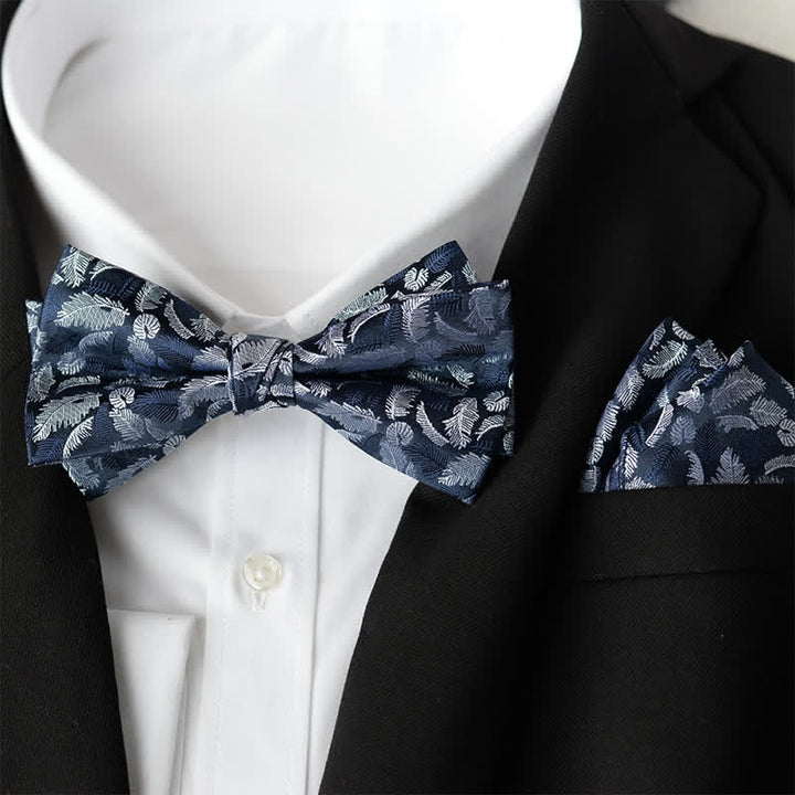 Conjunto de 2 elegantes pañuelos de flores y pajaritas de doble capa para hombre