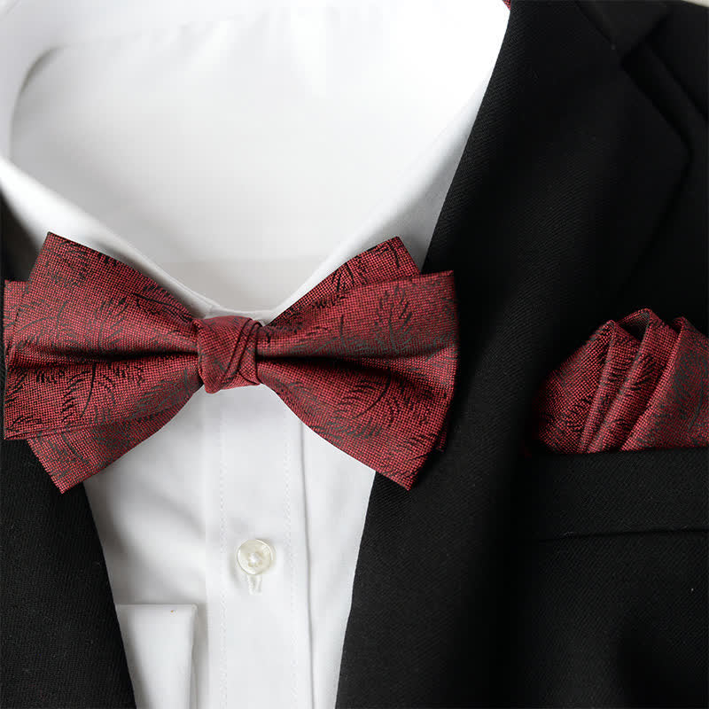 Conjunto de 2 elegantes pañuelos de flores y pajaritas de doble capa para hombre