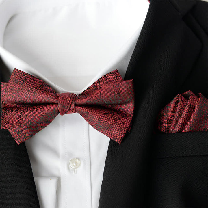 Conjunto de 2 elegantes pañuelos de flores y pajaritas de doble capa para hombre