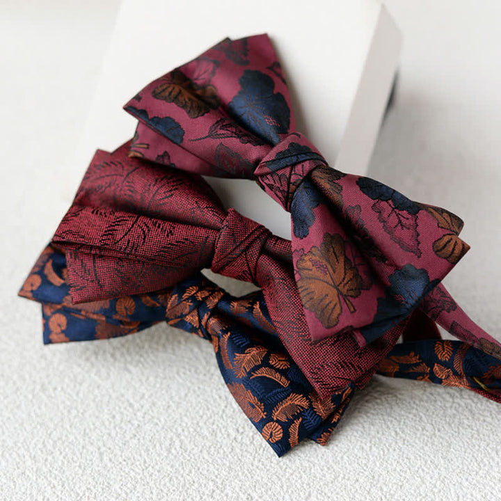 Conjunto de 2 elegantes pañuelos de flores y pajaritas de doble capa para hombre