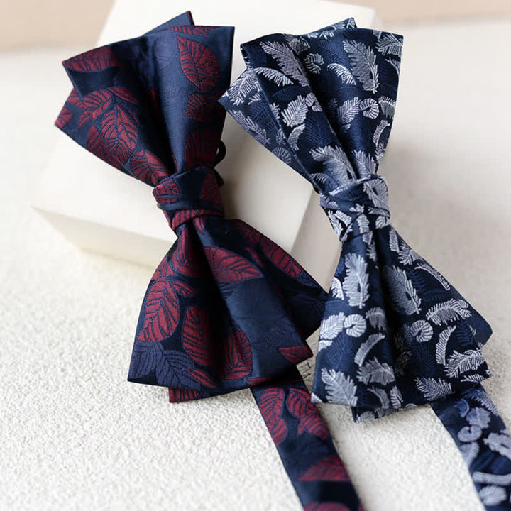Conjunto de 2 elegantes pañuelos de flores y pajaritas de doble capa para hombre