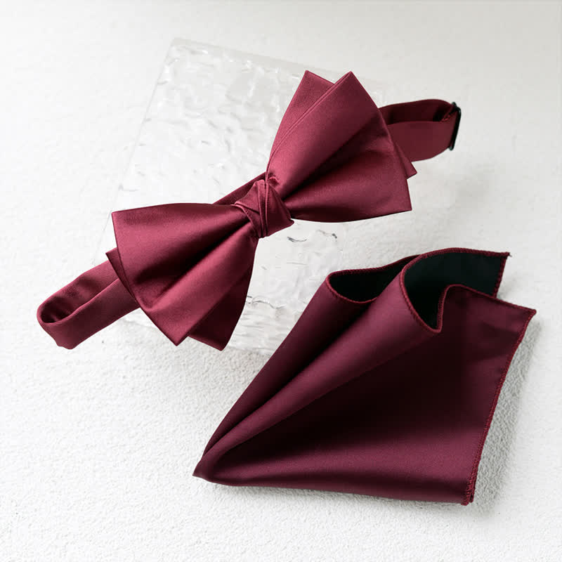 Conjunto de 2 elegantes pañuelos de flores y pajaritas de doble capa para hombre