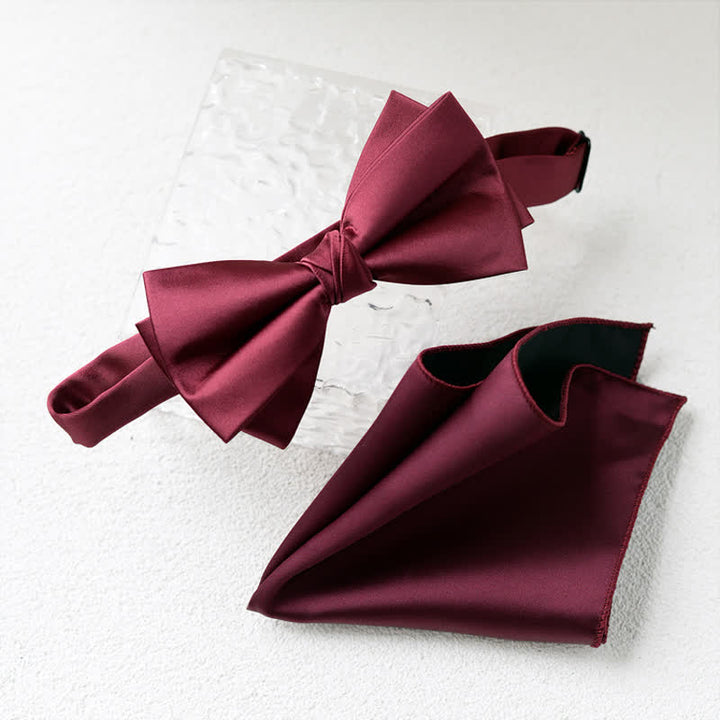 Conjunto de 2 elegantes pañuelos de flores y pajaritas de doble capa para hombre