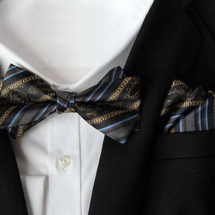 Conjunto de 2 elegantes pañuelos de flores y pajaritas de doble capa para hombre