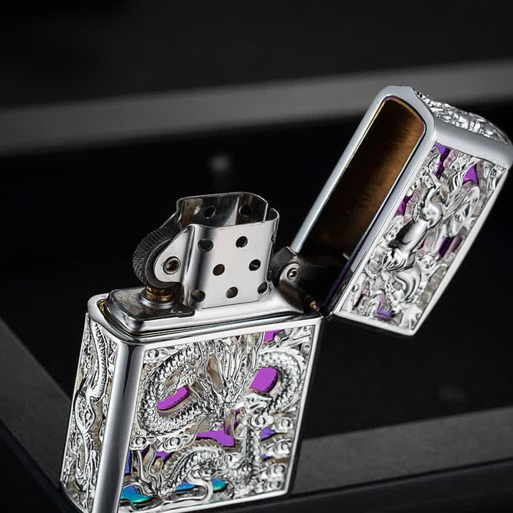 Encendedor de queroseno recargable con dragón tallado en relieve en 3D - image 4