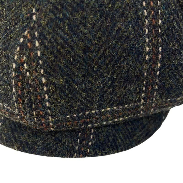 Boina octogonal de pintor británico con cuadros retro de color verde oscuro