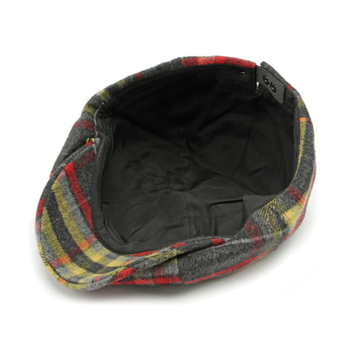 Gorra de repartidor de periódicos tradicional de ocho paneles a cuadros, boina británica
