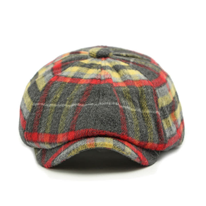 Gorra de repartidor de periódicos tradicional de ocho paneles a cuadros, boina británica