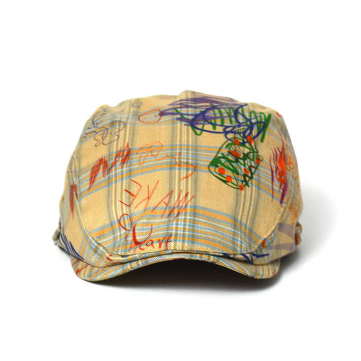 Boina a cuadros con estampado de grafiti exclusivo y elegante