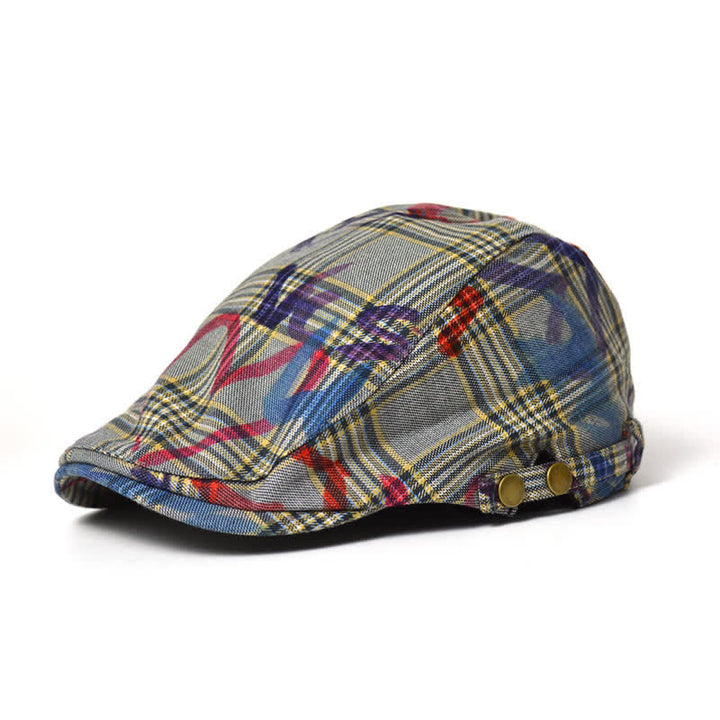 Boina a cuadros con estampado de grafiti exclusivo y elegante