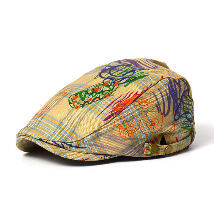 Boina a cuadros con estampado de grafiti exclusivo y elegante