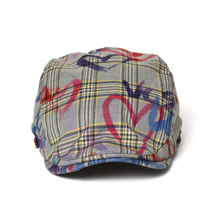 Boina a cuadros con estampado de grafiti exclusivo y elegante