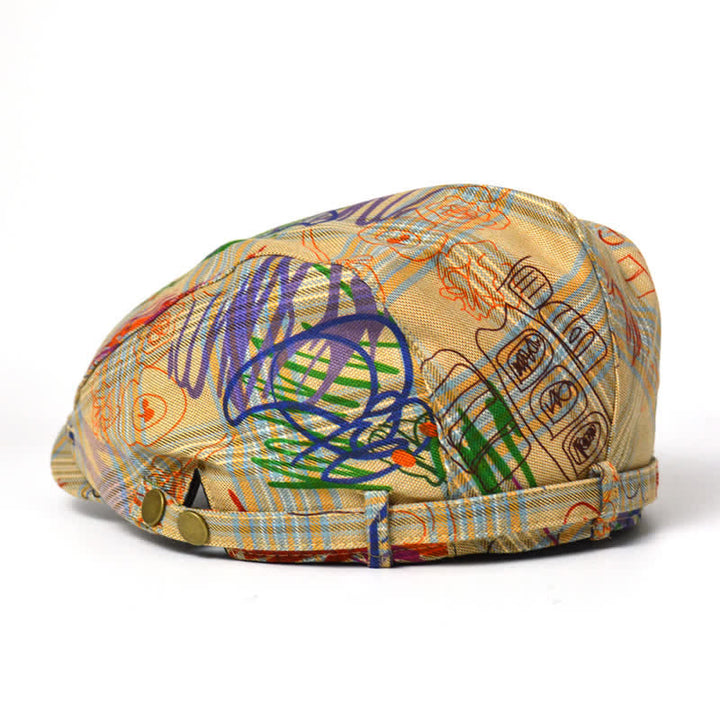 Boina a cuadros con estampado de grafiti exclusivo y elegante