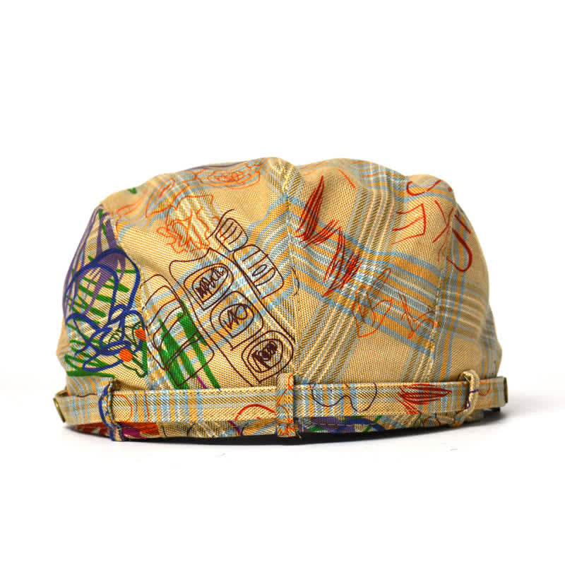 Boina a cuadros con estampado de grafiti exclusivo y elegante