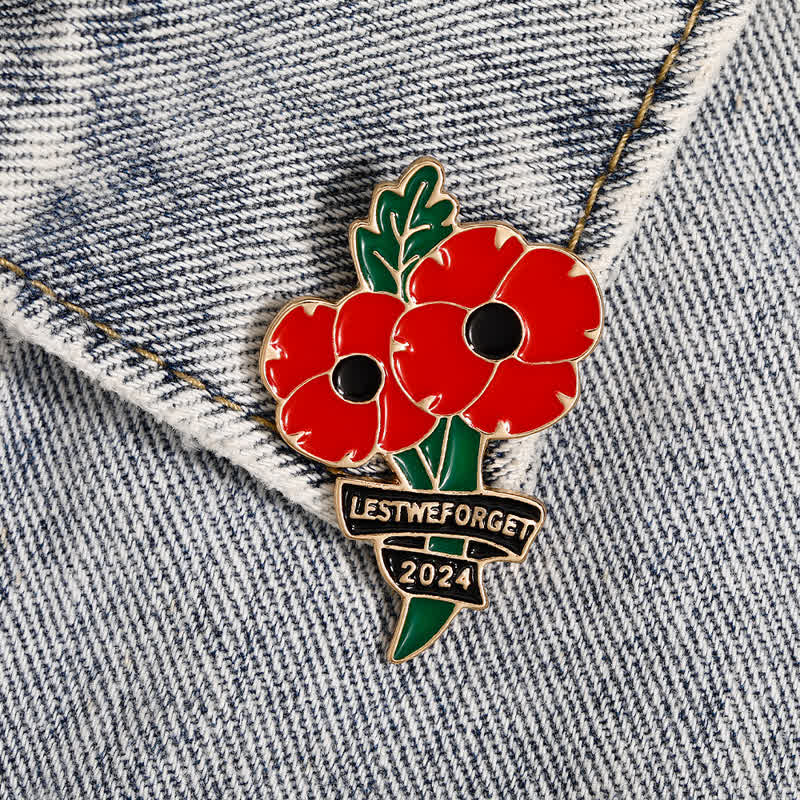 Broche de amapola roja y negra para el Día de los Caídos para que no lo olvidemos