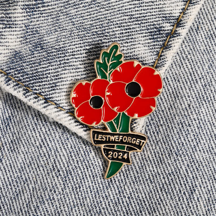 Broche de amapola roja y negra para el Día de los Caídos para que no lo olvidemos