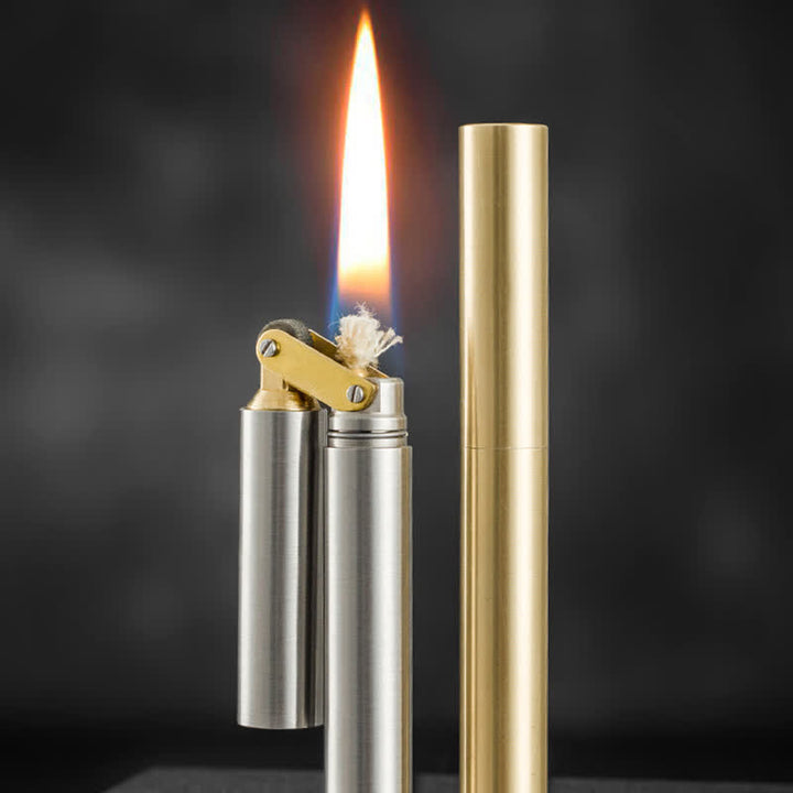 Encendedor de queroseno cilíndrico, delgado, plegable y recargable